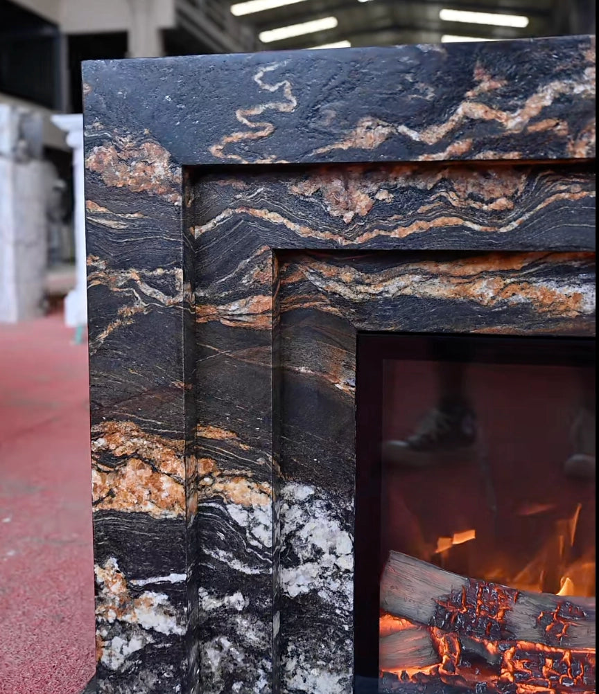 Vanlivings Aurelia Noir Cosmic Gold Stone Fireplace