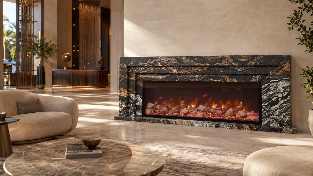 Vanlivings Aurelia Noir Cosmic Gold Stone Fireplace