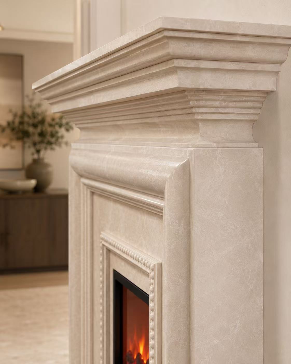 Vanlivings Benjamin Turkish Magnolia Marble Fireplace