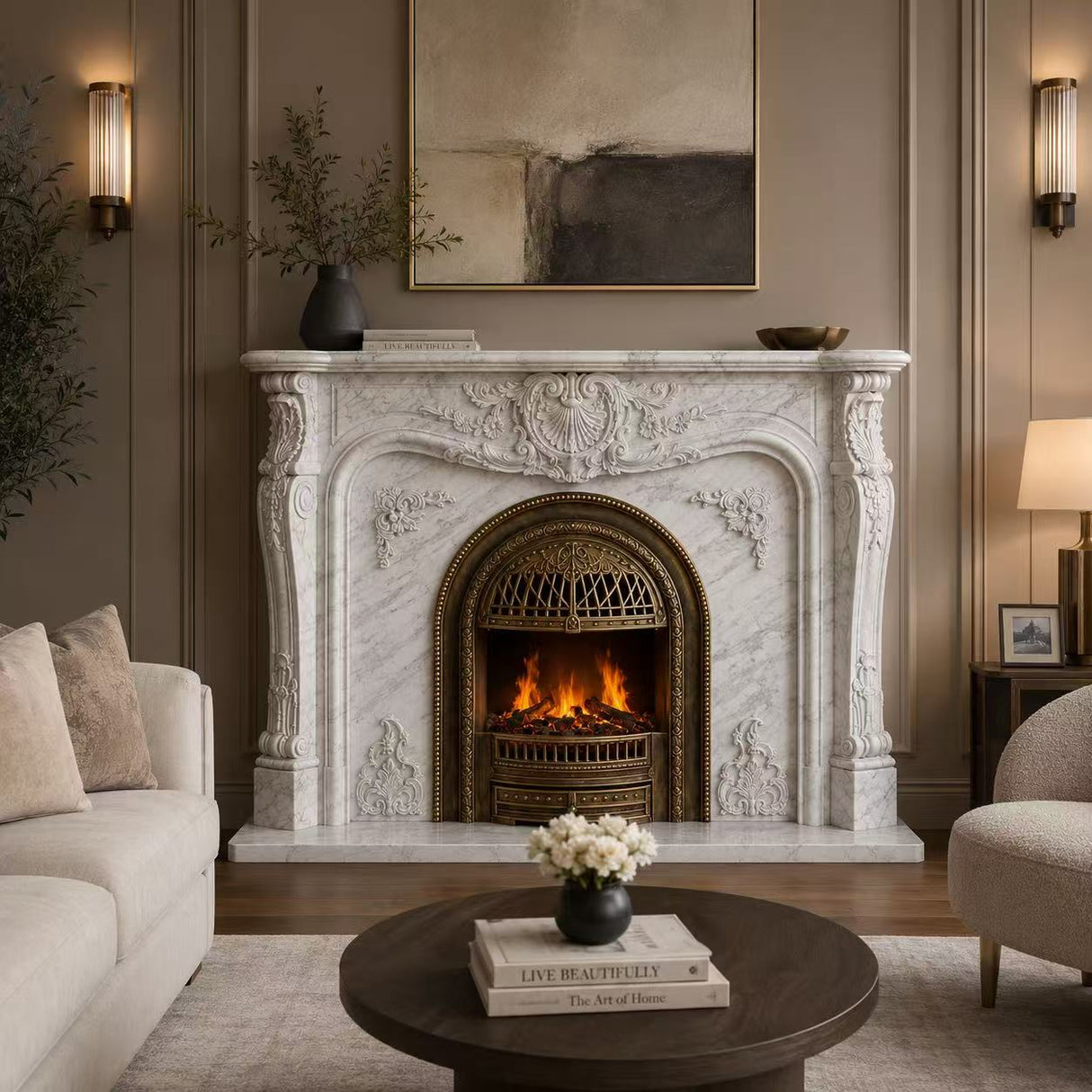 Vanlivings Marielle French Marble Fireplace