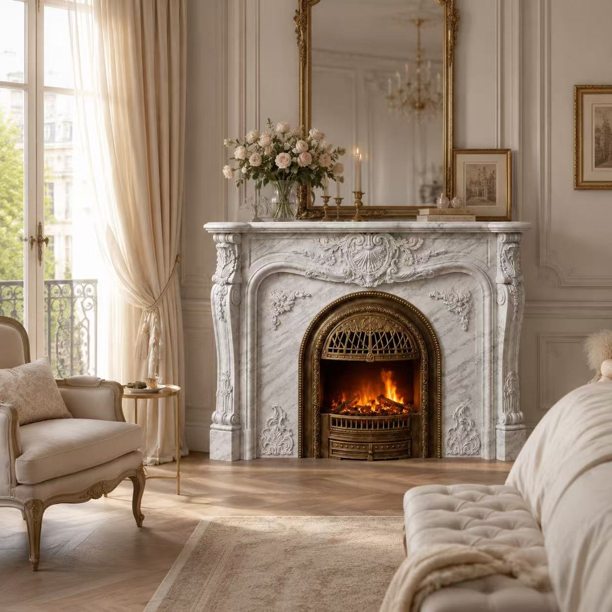 Vanlivings Marielle French Marble Fireplace