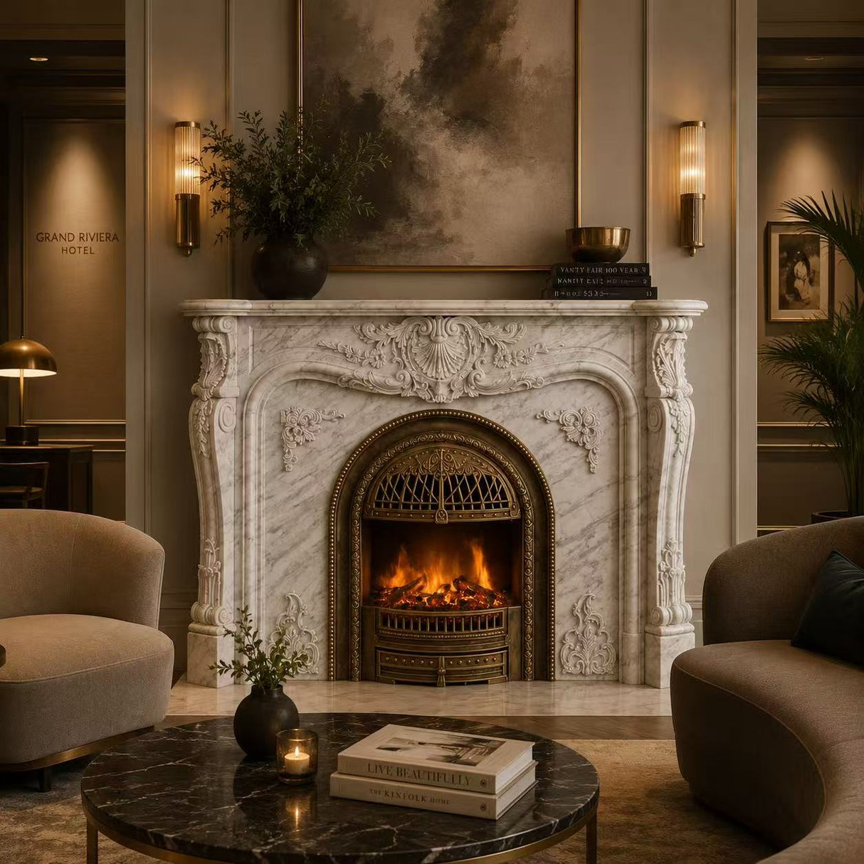 Vanlivings Marielle French Marble Fireplace