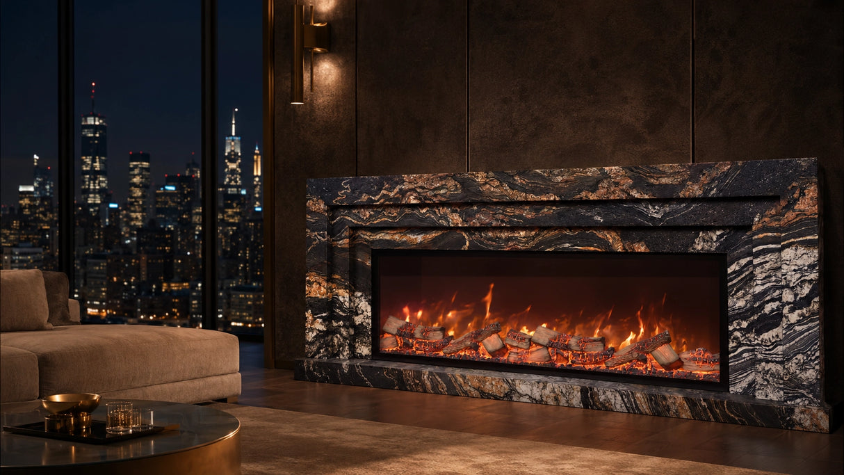 Vanlivings Aurelia Noir Cosmic Gold Stone Fireplace