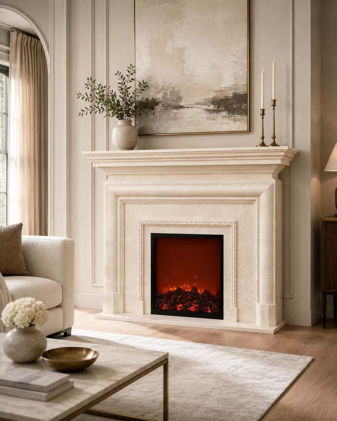 Vanlivings Benjamin Turkish Magnolia Marble Fireplace