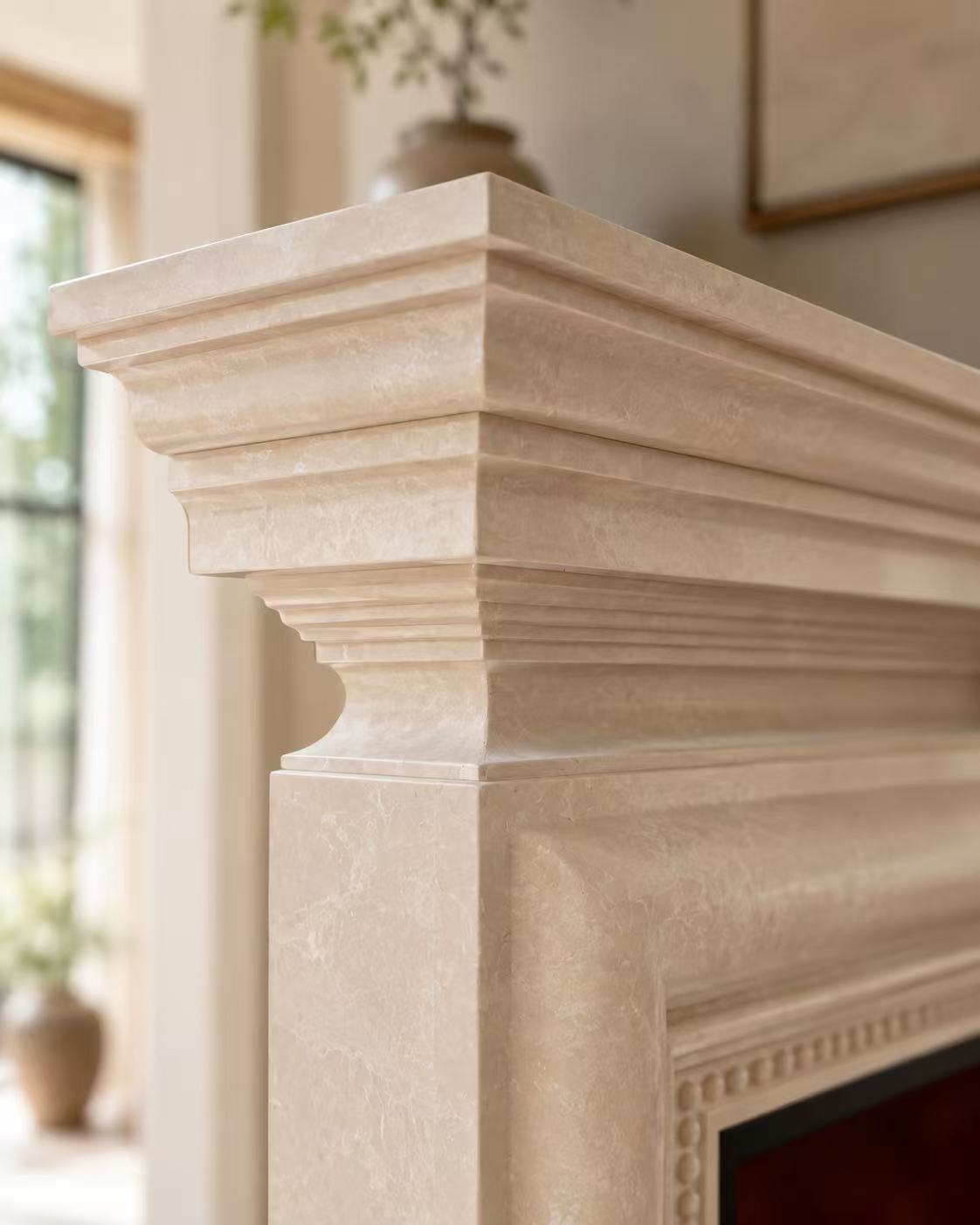 Vanlivings Benjamin Turkish Magnolia Marble Fireplace