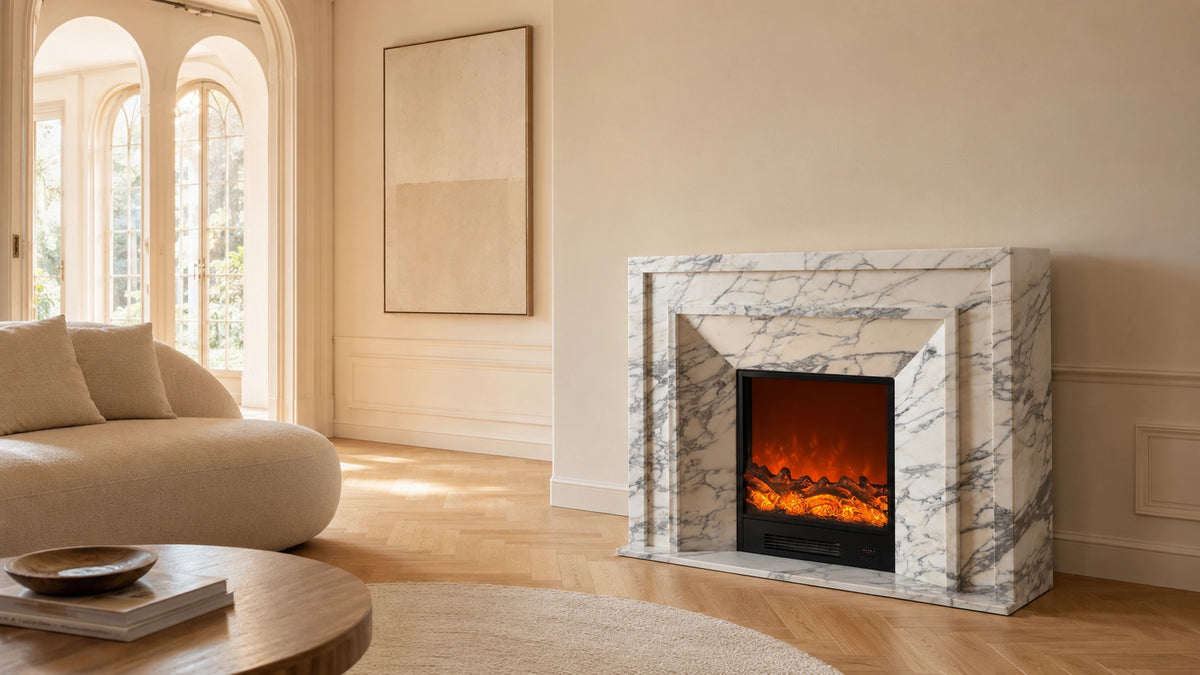 Vanlivings Laurent Calacatta Marble Fireplace