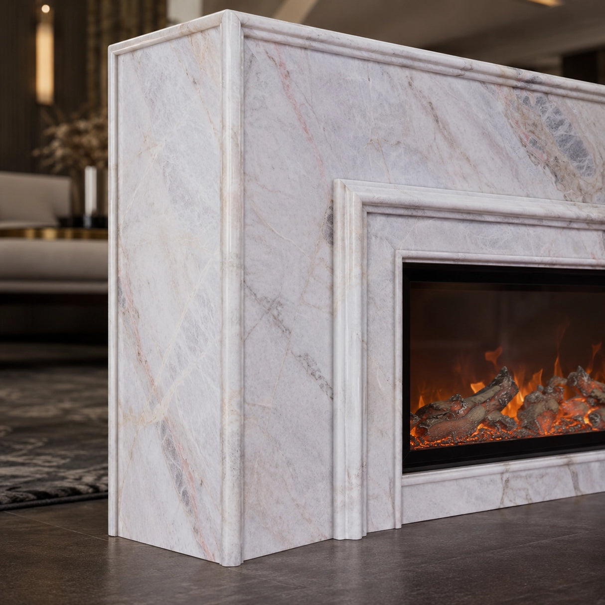 Vanlivings Lila French Marble Fireplace